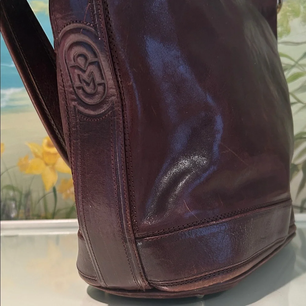 Vintage Marino Orlandi Large Rich Brown Leather Shoulder/Bucket Bag
